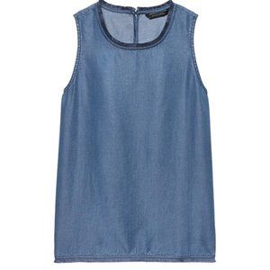 Banana Republic Fringe Tencel Boho Bohemian Denim top size S